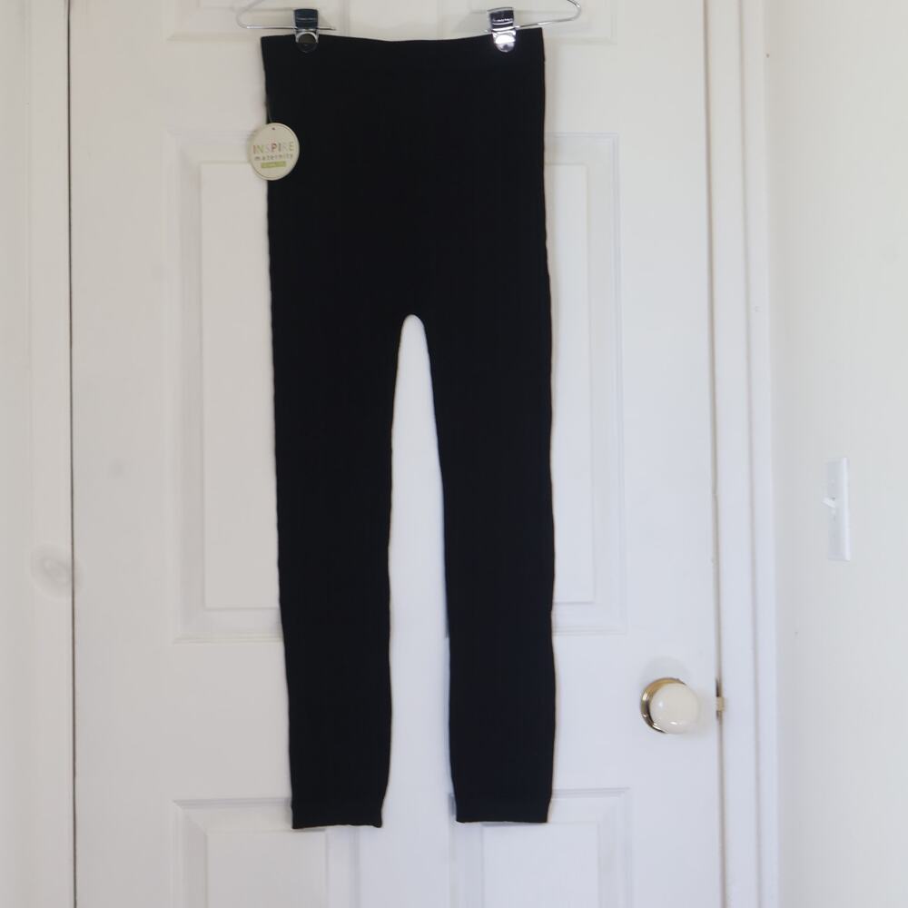 Inspire Maternity Seamless Ribbed Black Leggings One Size NWT